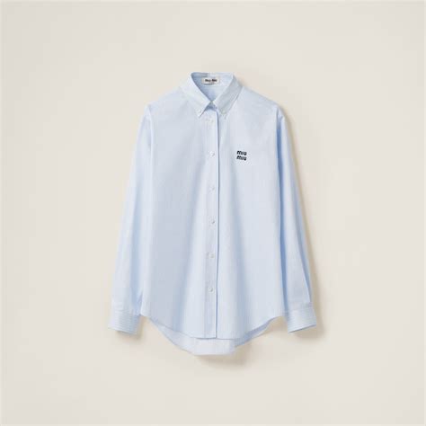 miu miu stripe tee|Sky Blue/white Striped Cotton Shirt .